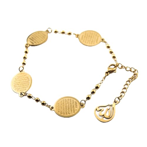 Elegant Ayatul Kursi Bracelet with Allah Pendant - Perfect Islamic Gifts Islamic Jewerly for Women: Ramadan New Year Special Arabic Bracelet - color: Gold