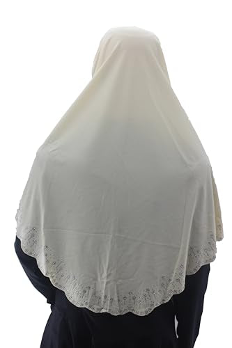 Instant Hijab Scarf for Women Muslim Women Clothing Headscarf for Girls with Czech Rhinestone - color: Cream-wavy Edge