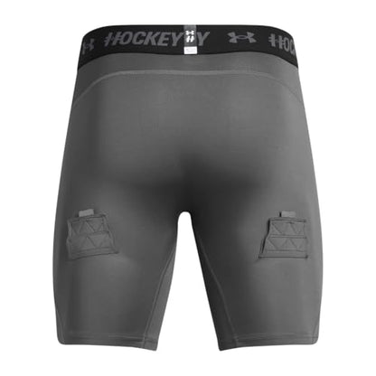 Under Armour Men's Hockey Compression Shorts - color: (025) Castlerock / / Black, size: XX-Large