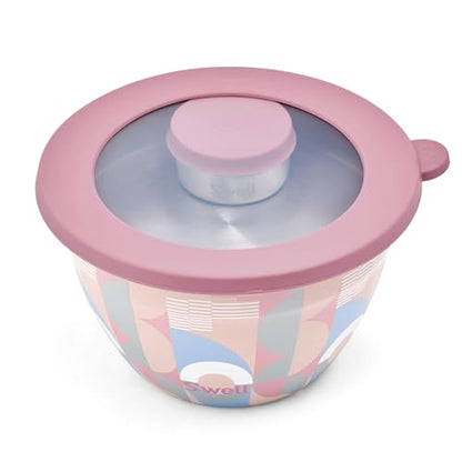 S'well Stainless Steel Salad Bowl Kit 64oz, Dusty Pink Daydream, Comes with 2oz Mini Canister and Removable Tray for Organization, Leakproof, Easy to Clean, Dishwasher Safe