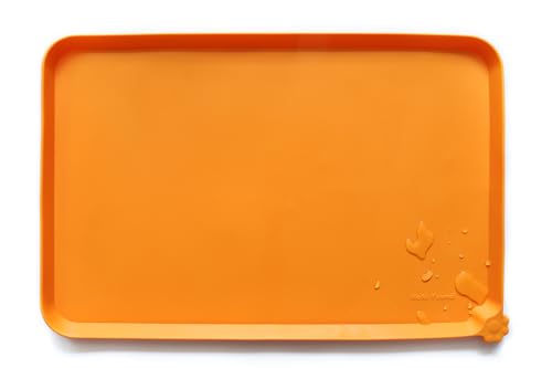 Hoki Found L Silicone Non Slip Pet Dog Cat Bowl Mats - Placemat - Feeding Mat - Waterproof - For Carpet - Orange - color: Orange, size: 22" x 14"