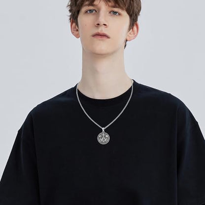 Coexist Necklace 925 Sterling Silver Yin Yang/Star of David Pendant World Religions Harmony Necklace Religion Jewelry Gift for Men - style: Masonic