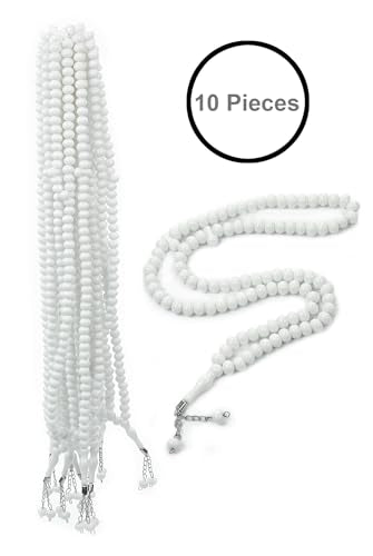 ihvan online, Tasbih Prayer Beads 99, Pack of 10, Muslim Prayer Bead, Islamic Rosary Bead, Dhikr, Tasbeeh Bulk, Misbaha, Masbaha, Tespih, Islamic Gift for Ramadan & Mawlid & Hajj Umrah - color: White