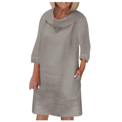 Muslim Dresses for Women Long Sleeve One-Piece Islamic Prayer Dress O Neck Casual Flowy Maxi Dress Dress - color: Grey, size: Small