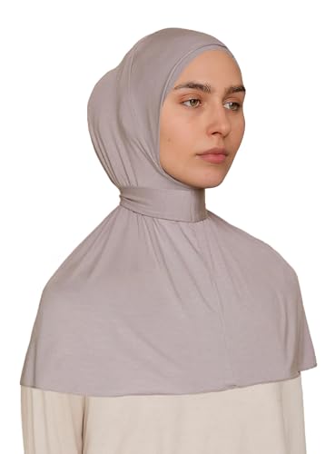 Slip-on Instant Premium Jersey Hijab with Undercap - Buttery Soft, Lightweight Hijab with Innovative Tie-Back Design - color: Mink