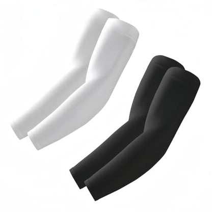 ROXUN Arm Sleeves, Cooling UV Sun Protection Sports Compression for Men/Women - color: 2 Pairs - Black+white