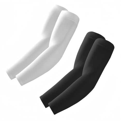 ROXUN Arm Sleeves, Cooling UV Sun Protection Sports Compression for Men/Women - color: 2 Pairs - Black+white