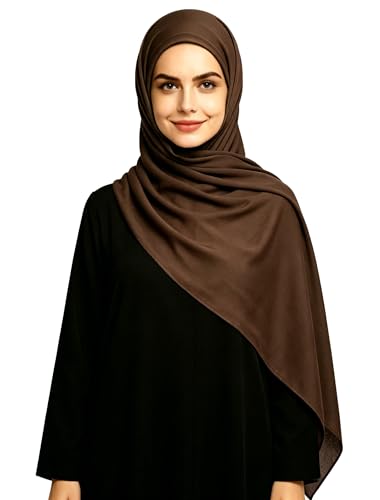 Lina & Lily Non-see-through Premium Jersey Maxi Hijab Head Scarf Wrap for Muslim Women - color: Dark Brown