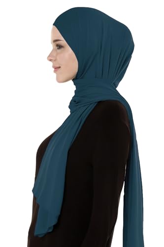 Lina & Lily Breathable Premium Modal Woven Hijab Head Scarf Shawl Wrap for Muslim Women Lightweight - color: Dark Teal