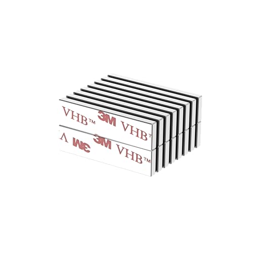 N52-40x10x3mm - 16 Pack, Powerful Rare Earth Rectangular Magnets with 3M 4920 Adhesive, Neodymium Bar Magnets, Self Adhesive Block Magnet, Super Strong Neodymium Magnet Strips - size: 40x10x3mm w/adhesive