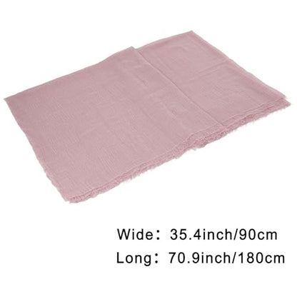 Nydotd Women Summer Cotton Linen Scarf Crinkle Long Beach Shawl Wrap hijab with Fringe - color: Dusty Pink