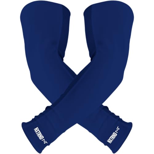 1 Pair Nxtrnd Compression Arm Sleeves for Men, Breathable Football, Basketball, Baseball Accessory, Adult & Kids - color: Navy Blue, size: Medium