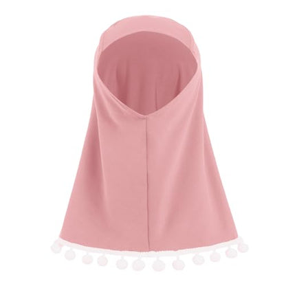 IBTOM CASTLE Abaya for Baby Girls with Hijab 2PCS Muslim Prayer Clothes Long Bell Sleeve Middle East Dubai Islamic Clothing - color: Dusty Pink, size: 6-12 Months