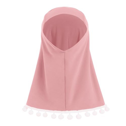 IBTOM CASTLE Abaya for Baby Girls with Hijab 2PCS Muslim Prayer Clothes Long Bell Sleeve Middle East Dubai Islamic Clothing - color: Dusty Pink, size: 2-3 Years