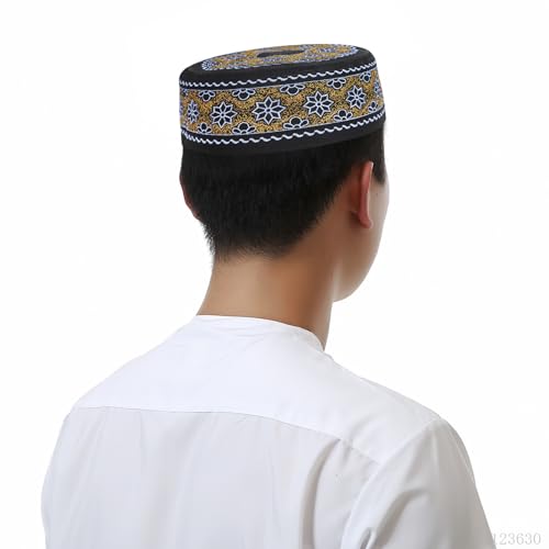 Muslim Prayer Hat for Men Worship Hat Islamic Muslim Prayer Hats Cap Beanie Headwear for Ramadan Eid - color: Yellow