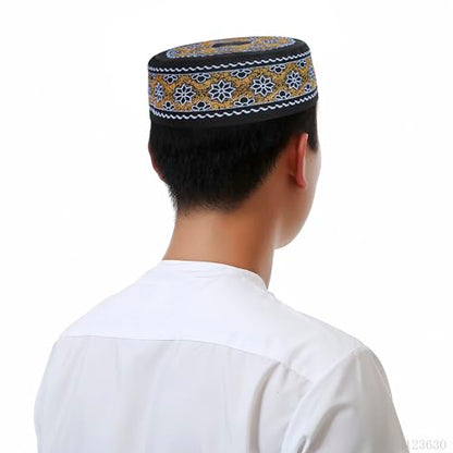 Muslim Prayer Hat for Men Worship Hat Islamic Muslim Prayer Hats Cap Beanie Headwear for Ramadan Eid - color: Yellow
