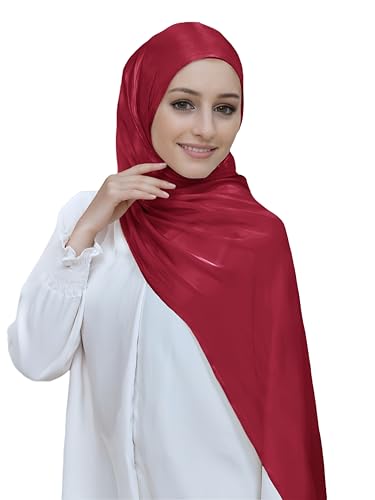 Lina & Lily Sheen Shimmer Women's Crepe Scarf Shawl Wrap Head Hijab Lightweight - color: Cerise Pink