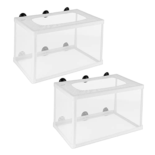 Milisten Large Fish Net Isolation Box for Fry Hatchery 2pcs Aquarium Breeder Net with Suction Cups for Shrimp and Fish Breeding