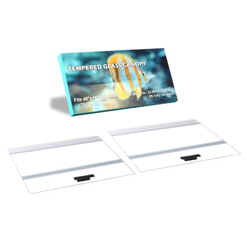 2PCS Set 22.08x16.57x0.16in（Each Piece） Clear Tempered Glass Canopy | 75/90/110 Gallon Aquarium Fish Tank Hoods For Aqueon - size: 2PCS-22.08x16.57in