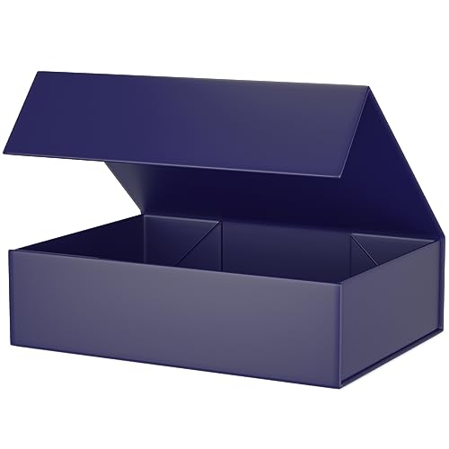 Blue Gift Box 11.9" x 8.5" x 3.3",Magnetic Closure Gift Boxes for Presents - color: Dark Blue