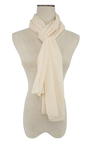 YOUR SMILE for Women Lightweight Breathable Solid Color Soft Chiffon Long Fashion Scarves Sun-proof Shawls Wrap - color: Beige