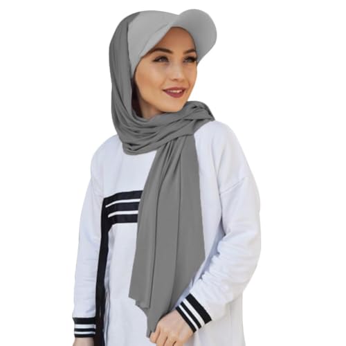 Muslim Headscarf Baseball Cap Women's Hijab Scarf Beanie Head Covering Turbans - color: Grey