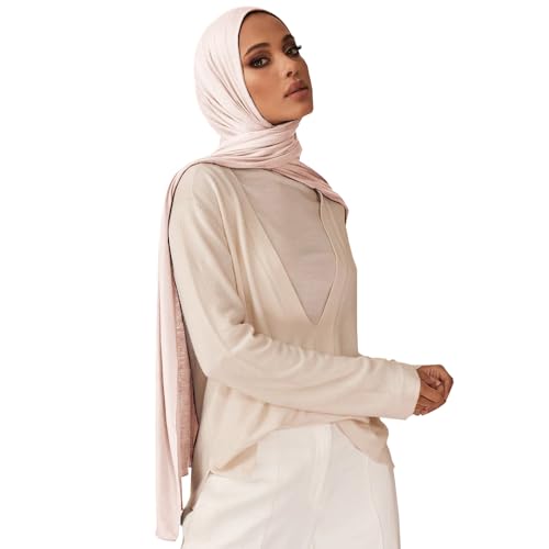 Soft Hijab Scarf for Muslim Women, 71" Long Head Wrap Shawl - color: Beige