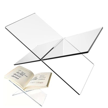 Acrylic Book Stand Large Open Display for Cookbook Art Bible Easel Magazine Textbooks Clear Stands Guest Coffee Table Reading Transparency Holder Kitchen Home Decor 7.5*4.5*4.5 inches (7.5*4*4) - size: 7.5*4*4