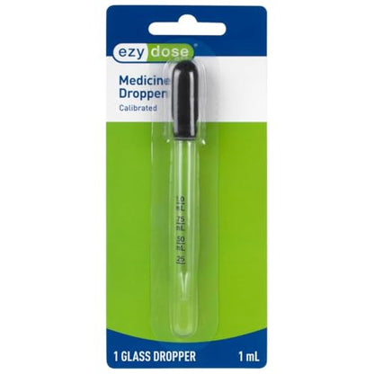EZY DOSE Kids Straight-Tip Ear and Eye Medicine Dropper For Liquid & Medicine, 1mL Capacity Calibrated Glass, Rubber Bulb, Deliver Correct Dose, Clear, BPA Free | Glass dropper, Calibrated in 1/4 mL increments, Holds up to 1 mL of liquid, Straight tip, De