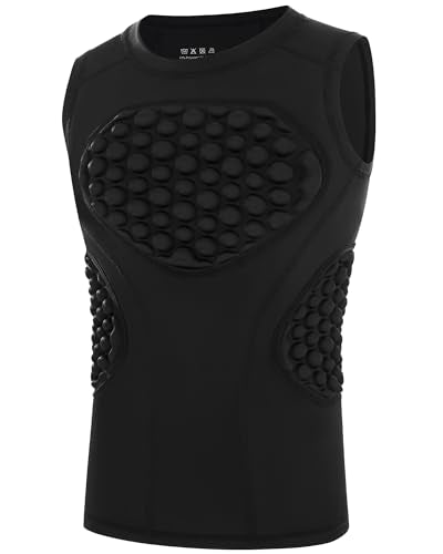 Blueleaf Youth Baseball Chest Protector Padded Compression Sleeveless Shirt Rib Heart Sternum Guard Softball Football - color: Black, size: Medium
