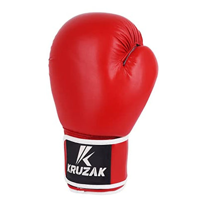 Kruzak Plain Boxing Gloves for Sparring, Kickboxing, Muay Thai, Martial Arts & MMA Fighting - Men & Women Punch Bag Mitts Training and Focus Pads Punching - color: Red, size: 14 oz