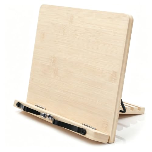 Reading Rack Wooden Bookshelf - Book Stand Foldable with 8 Adjustable Positions and Page Clips,Suitable for cookbooks、iPads、laptops、Sheet Music、and Reading Stands - size: 11x7.9inch