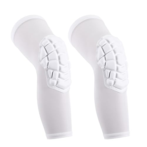 Basketball knee pads, compression leg covers for teenagers and adults, wrestling knee pads, football volleyball, pickleball, weightlifting knee pads (1 pair) (White, Medium) - color: Long white, size: Medium