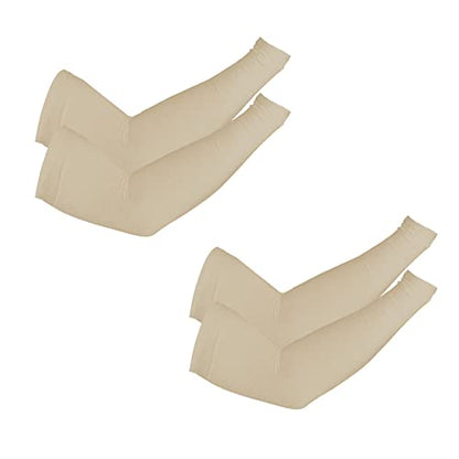 PFFY UV Protection Cooling Arm Sleeves for Men and Women UPF 50 Sun Sleeve - color: 2 Pairs Beige
