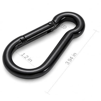 Stainless Steel Spring Snap Hook Carabiner - 304 Stainless Steel Caribeener Clips, Set of 6 - color: Black, size: 4 Inch