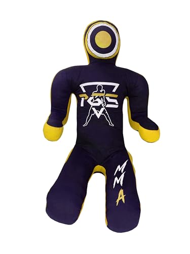 PGS Grappling Dummy for Wrestling Brazilian Jiu Jitus MMA Punching Bag Judo Karate Practice Martial Arts Training Boxing Self Defense Dummy – UNFILLED - color: Black Yellow, size: 6FT (70 Inches)