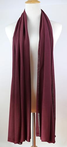 vabovin Head Wraps for Black Women Stretch Jersey Knit Turban Headwrap Solid Color Headscarf Headband Shawl - color: 32- Wine Red