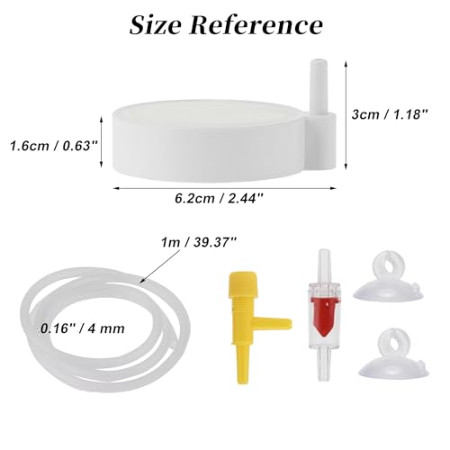 Fish Tank Bubblers Air Stone, Nano Air Disk Stone, Oxygen Diffuser for Air Pump, Air Stone Aquarium Kit, 1.97 Inch, 1 Set