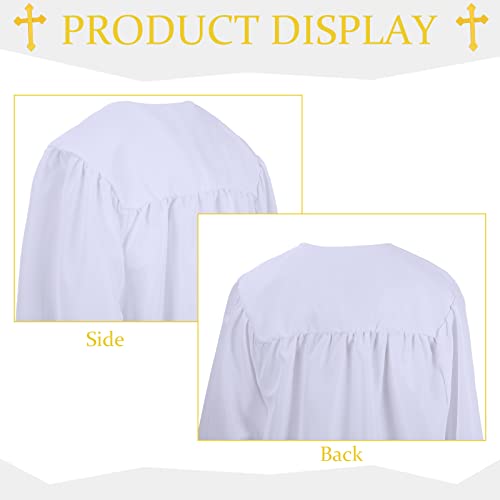 Jiuguva Clergy Robe for Adults Unisex, Priest Church Robe Set with Cross Stole, Minister Pulpit Baptism Choir Robe Attire - color: White