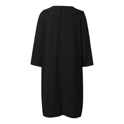 Muslim Dresses for Women Long Sleeve One-Piece Islamic Prayer Dress O Neck Casual Flowy Maxi Dress Dress - color: Black, size: Small
