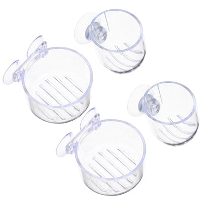 FOMIYES 4pcs Acrylic Fish Feeding Cups with Suction Cups, Blood Worm Holder Funnel for Aquarium, Small and Large Sizes for Fish Tank Feeding and Aquatic Pet Supplies