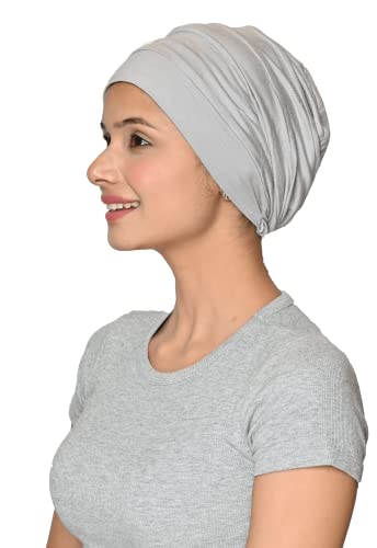 Chemo Silky Soft Slouchy Snood Bamboo Cap Beanie for Women Cancer Hair Loss Turban Hat Chemo Headwear Women - color: Ss200ash