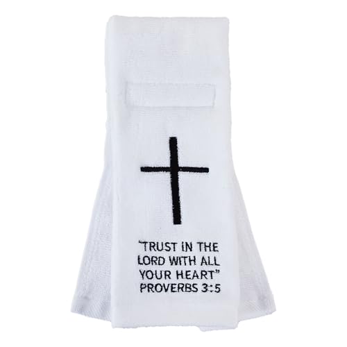 lotoo Christian Cross Football Towel, White Cotton Football Field Quarterback Towels,Football Accessories Sports Towel for Men, Youth, Boys, Adults - color: Proverbs 3:5(white）