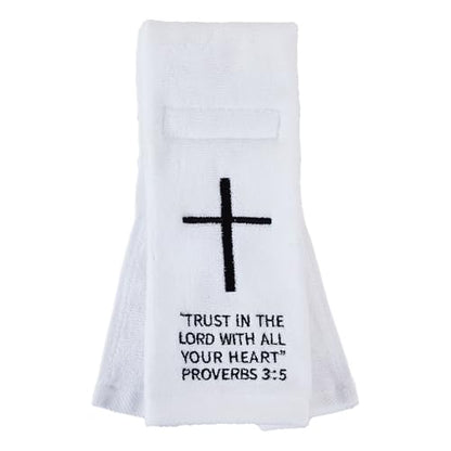 lotoo Christian Cross Football Towel, White Cotton Football Field Quarterback Towels,Football Accessories Sports Towel for Men, Youth, Boys, Adults - color: Proverbs 3:5(white）