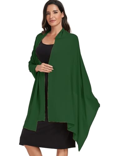 Chiffon Shawl and Wraps for Women Warm Scarves Wedding Evening Bridal Scarfs Pashmina Shawls - color: Dark Green