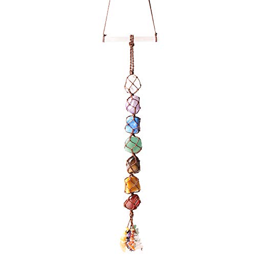 Handmade Crystal Window Car Hanging Ornaments 7 Chakra Home Decoration Feng Shui Ornament Car Decoration Christmas Decorations Ornaments (Chakra-Gypsum) - color: A-style 10