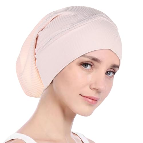 PURFUN 3 Pcs Muslim Inner Hijab Caps Women Solid Color Under Hijab Caps Stretchy Breathable Full Cover Undercap Tube Bonnet - color: Black+white+beige