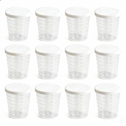 12-Pack 30ml Plastic Measuring Cups with Lids, Graduated Liquid Measuring Cups for Kitchen, Resin, Crafts, Lab, Stackable & Heat Resistant - style: 30 ML