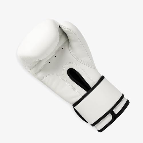 Boxing Gloves for Men & Women – Premium Synthetic Leather Training Gloves for Boxing, Kickboxing, Muay Thai, Sparring & Heavy Bag Work with Wrist Support – White - size: 12oz