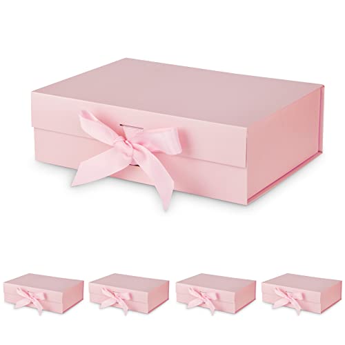 DaiJoob 5-Pack Pink Gift Boxes with Lid for Presents 10.5x7.5x3.1 Inches - color: Pink-10.5x7.5x3.1 Inch-5pcs